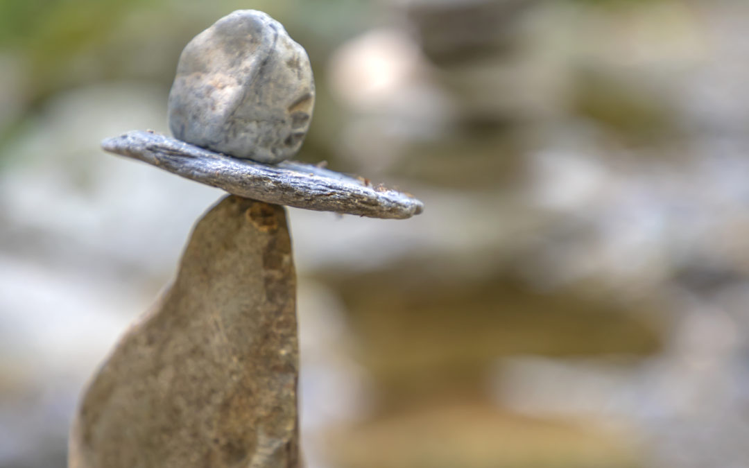 Beauty balancing pebbles from river stones stack. Tranquil Concept